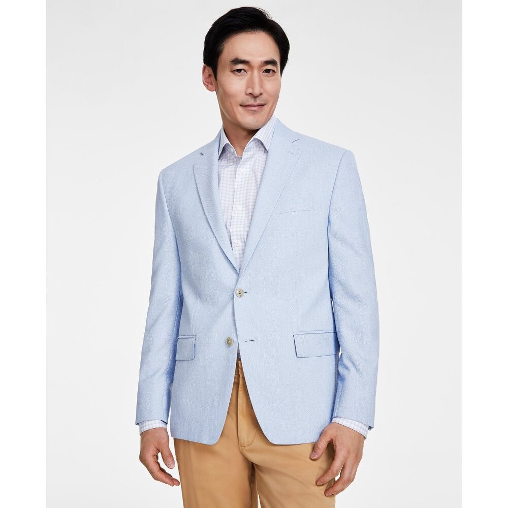 Michael Kors Men's Classic-Fit Herringbone Sport Coat Blue 38R B4HP $295